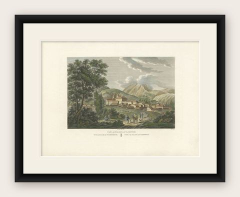 Antique Print of the Palace of St. Ildephonse in Spain, c.1820, shown framed