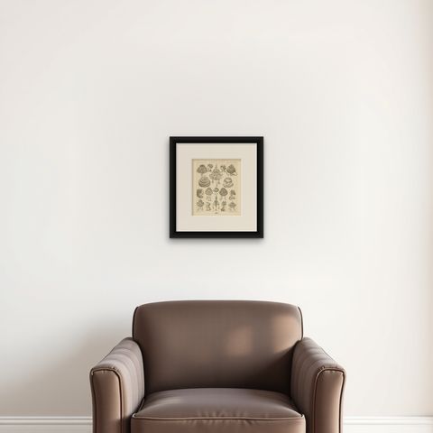 Pl 37 Antique Print of European 15th-16th Century Decorative Objects by Racinet, shown framed on a wall, true to size