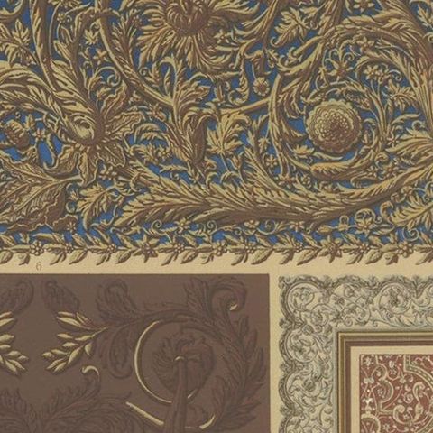 Pl. 74 Antique Print of 17th Century Ornaments by Racinet, 'circa 1890', close-up 1