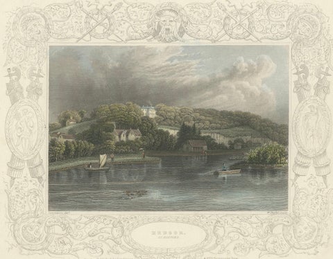 Antique engraving of Hedsor on the Thames, Lord Boston’s estate, Tombleson, 1832, close-up 5