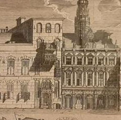 Antique Print of the City Hall of Utrecht in The Netherlands, 1697, close-up 2