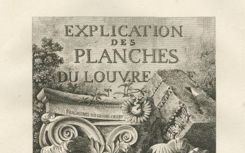 Antique French Architectural Engravings Pair, Baltard Louvre Plates, Paris 1803, close-up 3