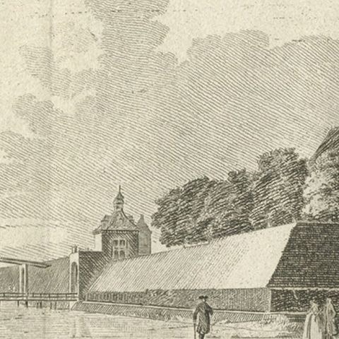 Antique Print of Loevestein Castle by Tirion, 1749, close-up 3