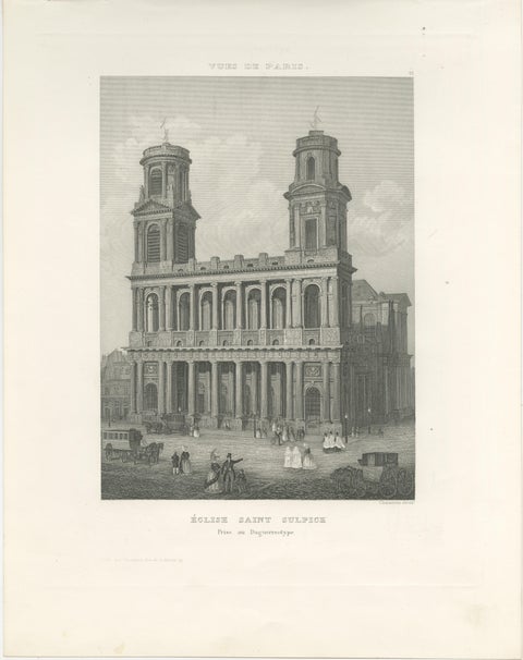 Antique Paris Monuments Set of 4, Pantheon Invalides Bastille Sulpice, c.1855, view 5