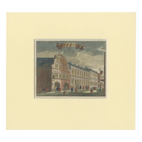 Antique Print of the East India House in Amsterdam, Holland, 1693
