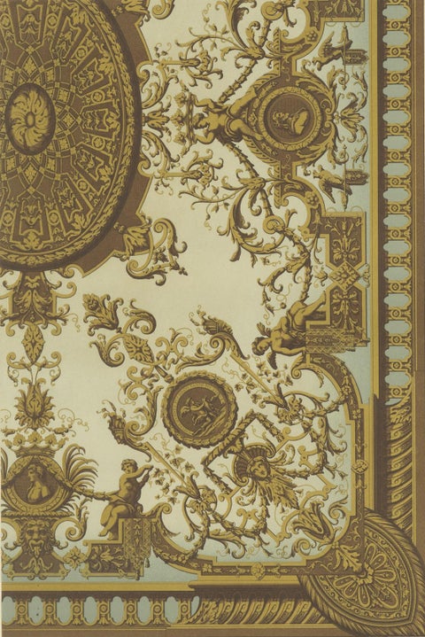 17th Century Ceiling Ornament, Baroque Interior Panel with Grotesques, ca.1869, close-up 5