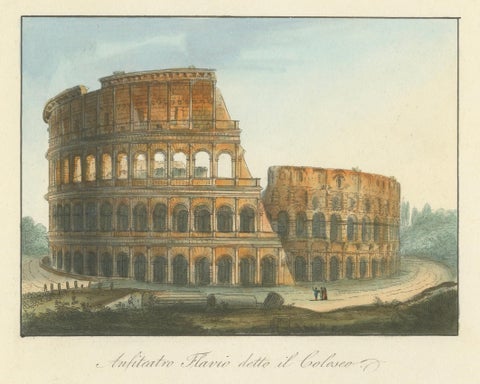 Anfiteatro Flavio detto il Colosseo, Antique View of the Colosseum, ca.1840, close-up 5