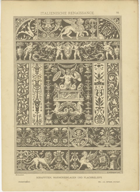 Compilation of Original Italian Renaissance Artistic Designs, Published in 1887, view 3