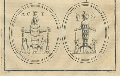 Diana of Ephesus Antique Engraving, Montfaucon Antiquité Expliquée, 1721, close-up 4