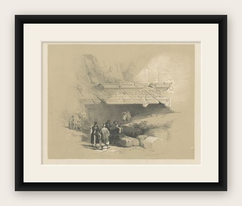 Old Print of the Tombs of the Kings, Jerusalem, ca.1845, shown framed