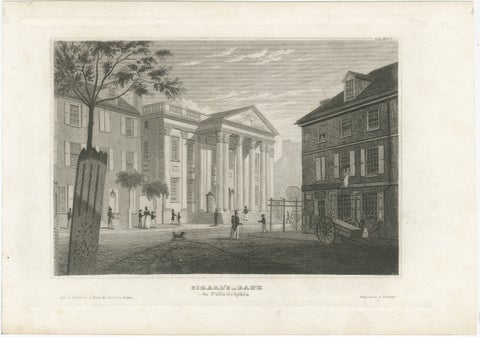 Antique Philadelphia View, Girard’s Bank, Neoclassical Architecture, 1855, view 3