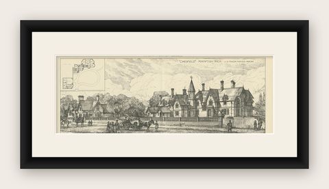 Antique Print of a House in Hampton Wick, 1890, shown framed