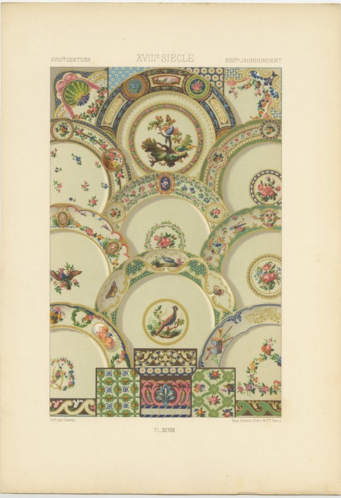 Pl. 98 Antique Print of XVIIIth Century Ornaments by Racinet (c.1890), view 3
