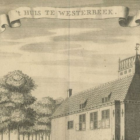 Antique Print of Westerbeek Castle, The Hague in The Netherlands, close-up 4