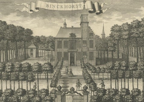 Antique Print of Binckhorst Castle, The Hague, close-up 1