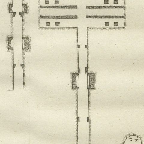 Tomb Layouts of Kings at Thebes with Path to Chamber X, Egypt Engraving, 1776, close-up 5