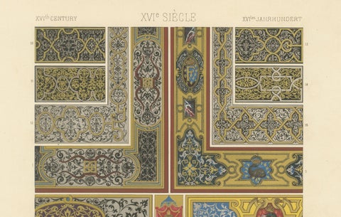 Renaissance Panel Ornament, 16th Century Decorative Design, Plate LXX, 1869, close-up 2