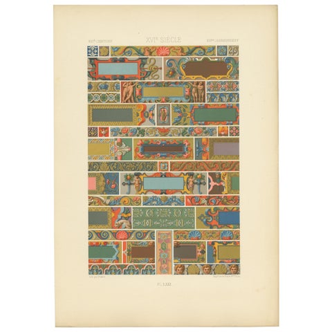 XVIth Century Chromolithograph Print, Decorative Arts, Circa 1890