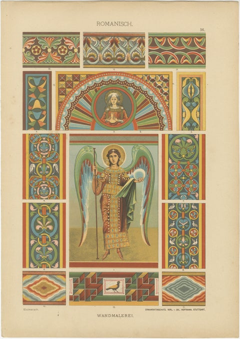 Romanesque Manuscript and Mural Art from Ornamentenschatz, 1887, view 3