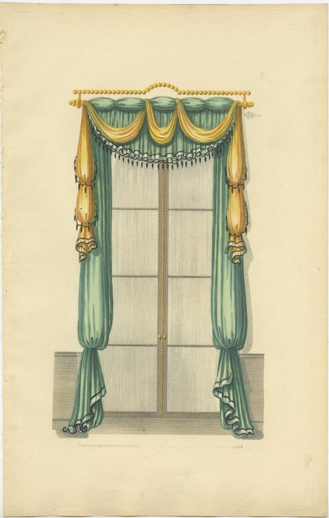 Set of 4 Antique Prints of Windows with Drapery by Sheraton '1805', view 4