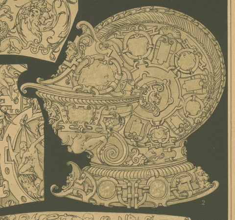 German Renaissance Metalwork Designs from Der Ornamentenschatz, 1887, close-up 4
