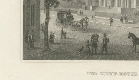 St Louis Court House Antique Print, Missouri Architecture View c.1850, close-up 5