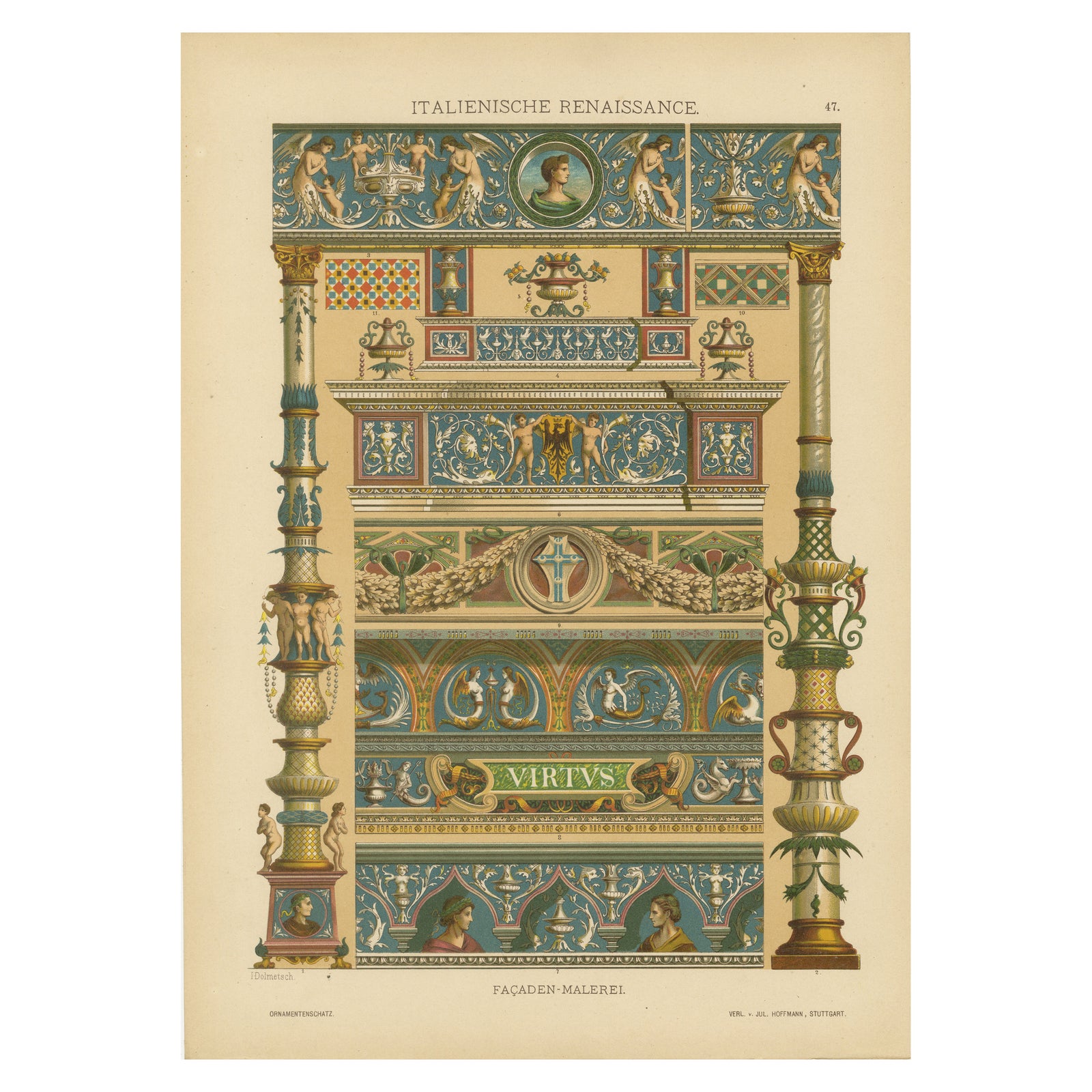 Italian Renaissance Façade Paintings from Ornamentenschatz, 1887