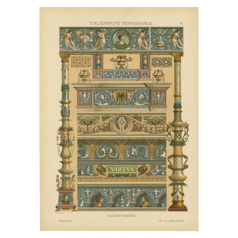 Italian Renaissance Façade Paintings from Ornamentenschatz, 1887