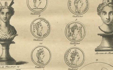 Cybele, Magna Mater, Classical Goddess Statues and Medals, Montfaucon, 1721, close-up 1