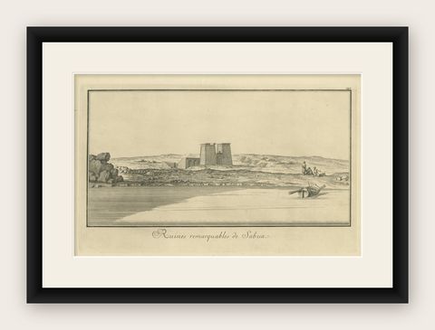 Remarkable Ruins of Sabua, Nubia, Norden Engraving 1755, shown framed