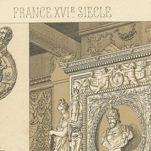 Pl. 68 Antique Print of French Decorative Objects by Racinet, circa 1880, close-up 1