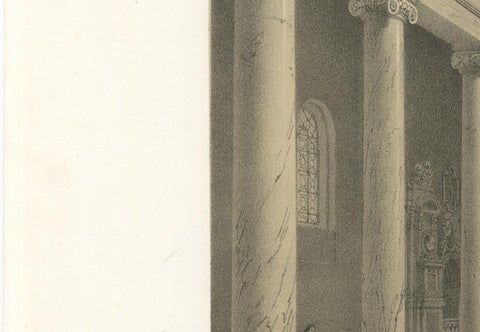 Basilica of San Lorenzo fuori le Mura Interior, Rome, Benoist 1869 Lithograph, close-up 4