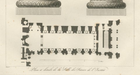 Two Antique Louvre Architectural Study Prints, Institut Details, Baltard 1803, close-up 5