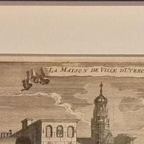 Antique Print of the City Hall of Utrecht in The Netherlands, 1697, close-up 1