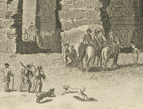 Antique Copperplate Engraving of Ruins of the Temple of Hermopolis, 1820, close-up 1
