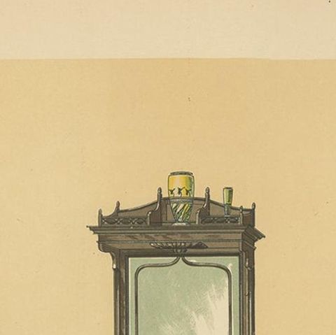 Pl. 25 Antique Print of Salon Furniture by Kramer, circa 1910, close-up 1