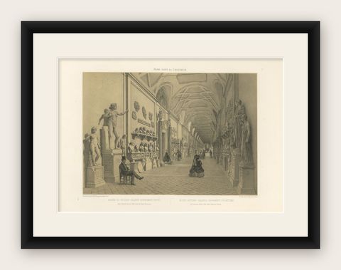 Rome Vatican Gallery, Classical Sculpture Interior, Benoist 1869, shown framed