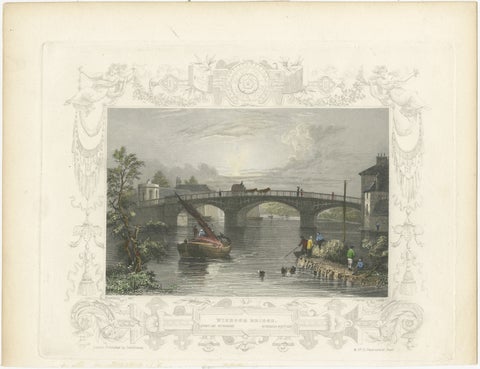 Antique engraving of Windsor Bridge on the Thames, Tombleson, c.1832 to 1834, view 2