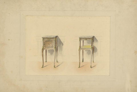 Antique Print of the Design of Two Sidetables/Furniture, circa 1900, view 2