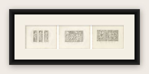 French Renaissance Relief Sculptures, Château d’Écouen Engravings, 1803, shown framed