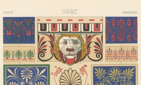 Greek Decorative Borders Chromolithograph, Plate VI, 19th Century, close-up 2