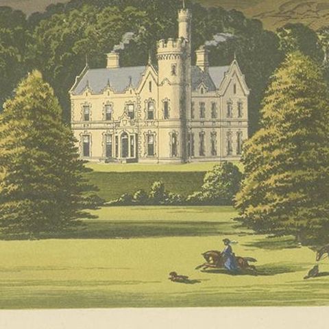 Antique Print of Ardtully House by Morris, circa 1880, close-up 2