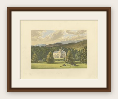 Antique Print of Ardtully House by Morris, circa 1880, shown framed
