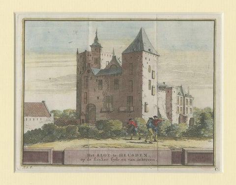 Antique Handcolored Print of Heusden, Castle in the Netherlands, circa 1730, close-up 1