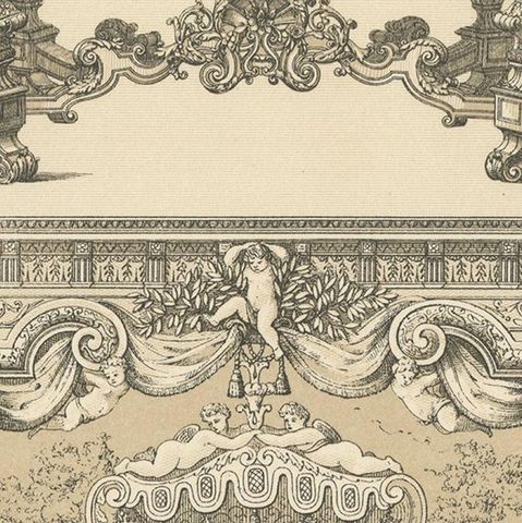 Pl. 89 Antique Print of European 17th Century Furniture by Racinet, circa 1880, close-up 2