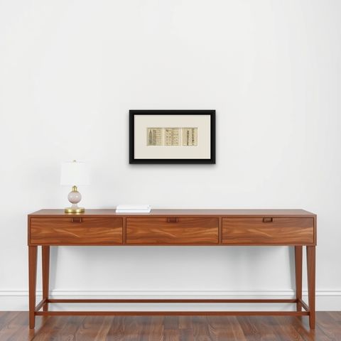Set of 3 Original Antique Prints of the Column in Heliopolis and Hyroglyphs, shown framed on a wall, true to size