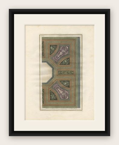 Antique Architecture Print of Ornaments 'Tav. XI' by Albertolli, shown framed