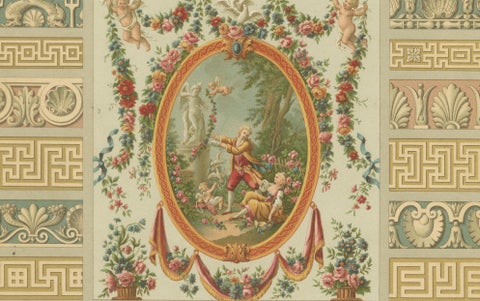 Louis XVI Decorative Panel Chromolithograph by Albert Racinet, Paris, c. 1873, close-up 4