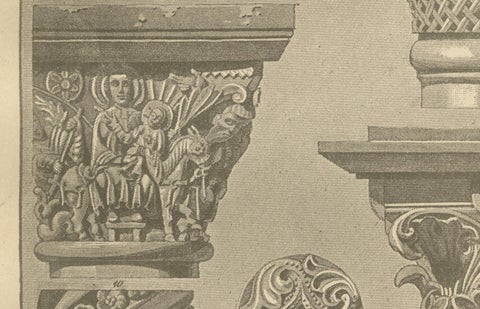 Byzantine and Romanesque Architectural Ornament Print by H. Dolmetsch, 1887, close-up 5
