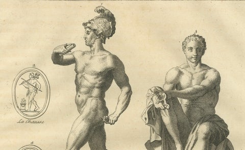 Antique Classical Wall Engraving, Roman Mythology, Montfaucon 1721, close-up 4